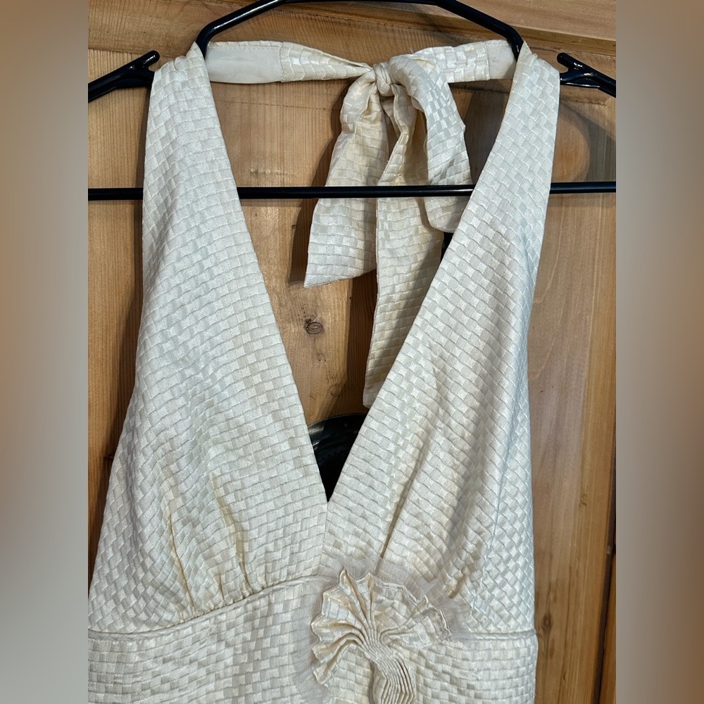 BCBG MaxAzria Fairycore Romantic Dress Size 2 Cream Sleeveless Backless - Picture 7 of 13